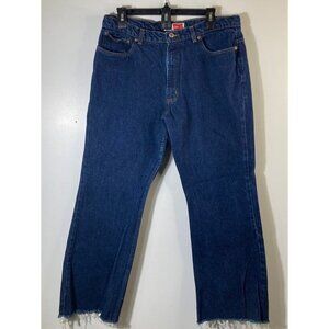Womens Arizona Flare Leg Jeans‎ Raw Hem High Rise Blue 33